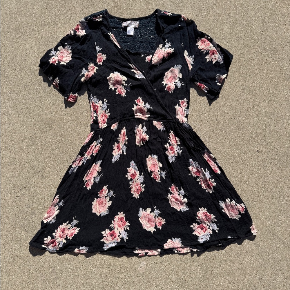 Band of Gypsies Dark Blue Dress with Pink Floral Design
